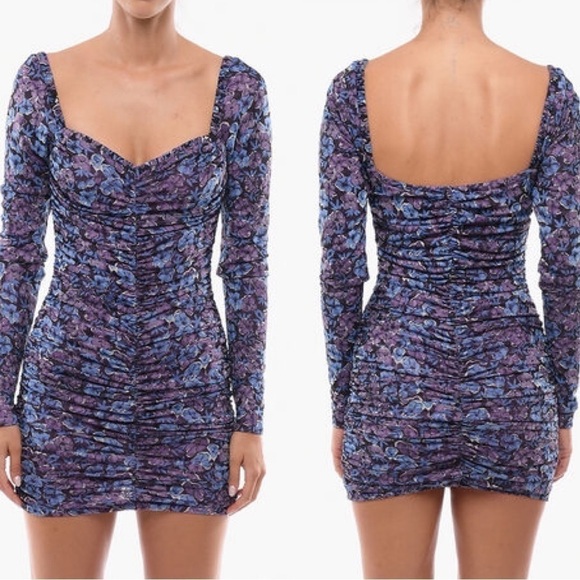 ROTATE | BIRGER CHRISTENSEN Floral Printed Halterneck Ruched Mini Dress | Small - Picture 3 of 16